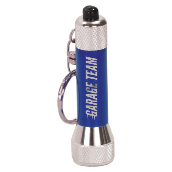 Personalized 2 3/4" Blue-5 LED Laserable Flashlight with Keychain Thumbnail