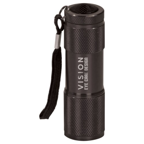 Personalized 3 3/8" Black 9-LED Laserable Flashlight with Strap Thumbnail