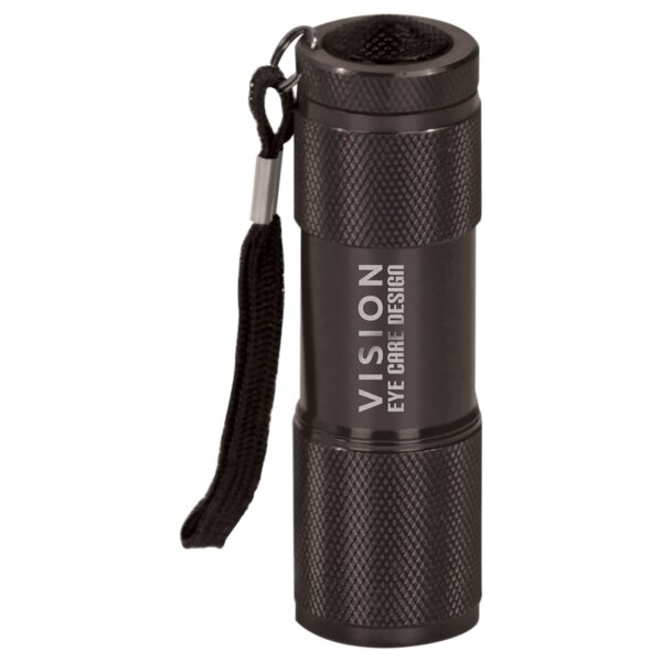 Personalized 3 3/8" Black 9-LED Laserable Flashlight with Strap Thumbnail