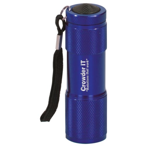 Personalized 3 3/8" Blue 9-LED Laserable Flashlight with Strap Thumbnail