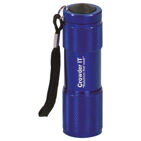 Personalized 3 3/8" Blue 9-LED Laserable Flashlight with Strap Thumbnail