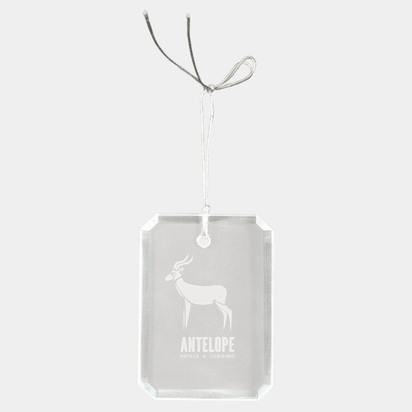 Personalized 3" Crystal Rectangle Clipped Corner Ornament Thumbnail