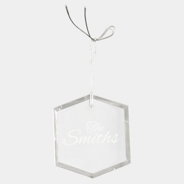 Personalized 3" Crystal Hexagon Ornament Thumbnail