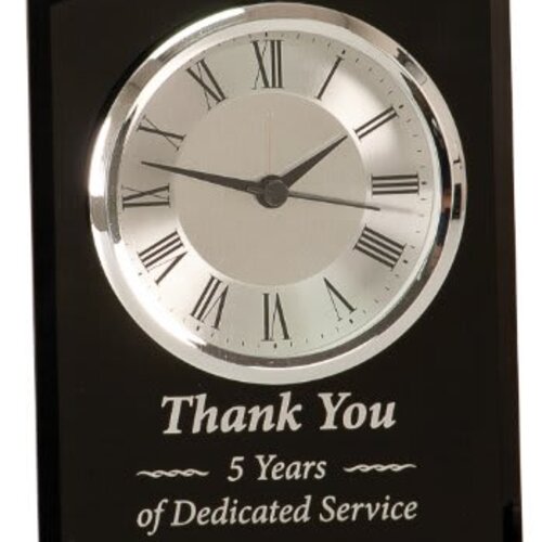 Personalized 6" Black Glass Arch Clock, Self-Standing Thumbnail