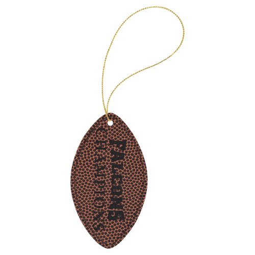 Personalized Football Laserable Leatherette Ornament with Gold String Thumbnail