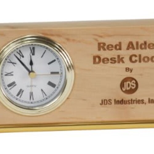 Personalized 7 1/2" x 4" Red Alder Horizontal Desk Clock Thumbnail