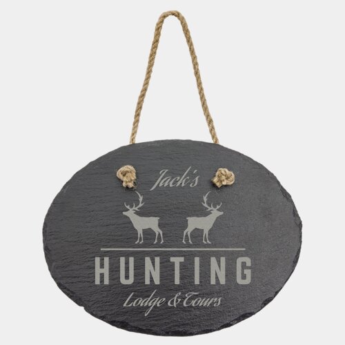 Personalized 7 3/4" x 6" Oval Slate Decor with Hanger String Thumbnail