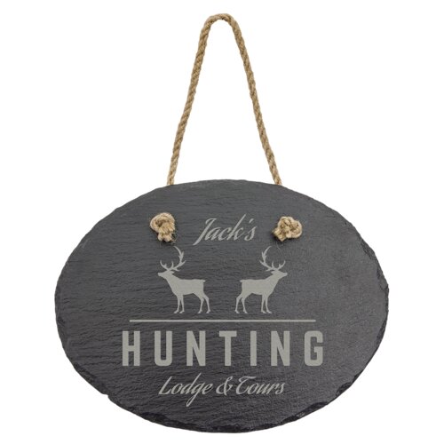 Personalized 7 3/4" x 6" Oval Slate Decor with Hanger String Thumbnail