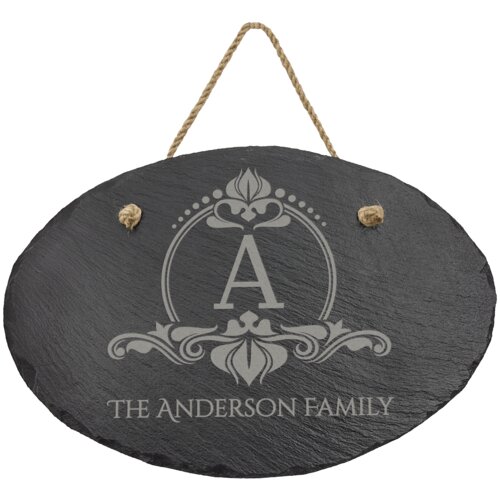Personalized 11 3/4" x 7 3/4" Oval Slate Decor with Hanger String Thumbnail