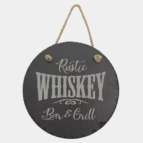 Personalized 7 3/4" Round Slate Decor with Hanger String Thumbnail