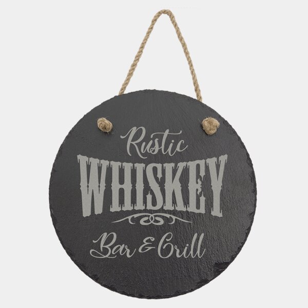 Personalized 7 3/4" Round Slate Decor with Hanger String Thumbnail