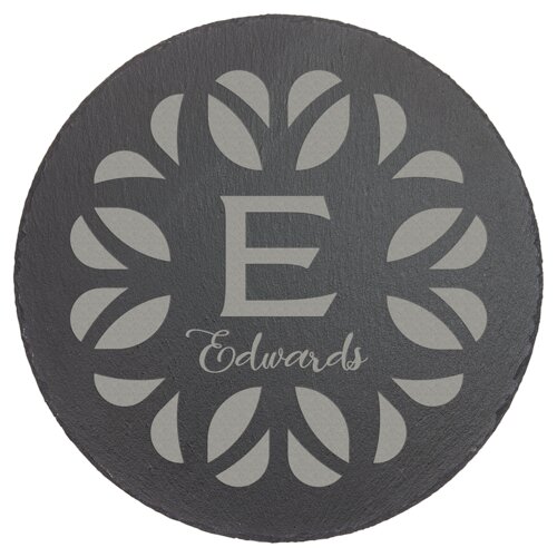 Personalized 11 3/4" Round Slate Decor with Foam Pads Thumbnail