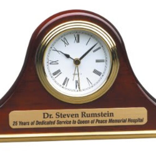 Personalized 7 1/2" x 4 1/2" Rosewood Piano Finish Mantel Desk Clock Thumbnail