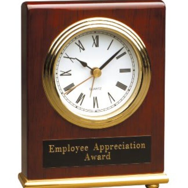 Personalized 4" x 5" Rosewood Piano Finish Rectangle Desk Clock Thumbnail
