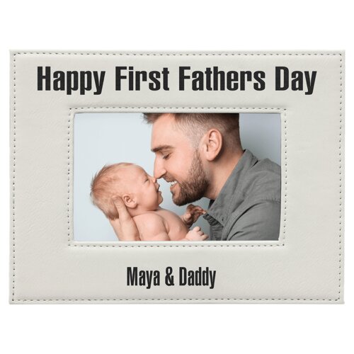 4" x 6" White Laserable Leatherette Photo Frame Thumbnail