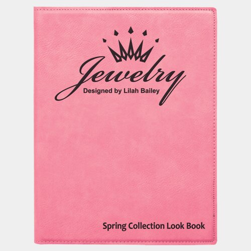 7" x 9" Pink Laserable Leatherette Small Portfolio with Notepad Thumbnail