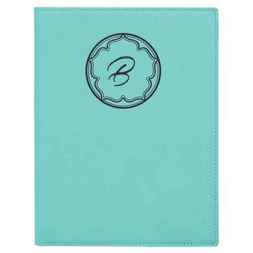 7" x 9" Teal Laserable Leatherette Small Portfolio with Notepad Thumbnail