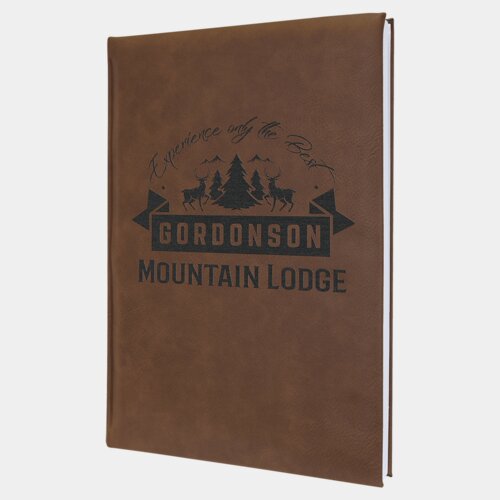 7" x 9 3/4" Dark Brown Laserable Leatherette Journal with Lined Notepad Thumbnail