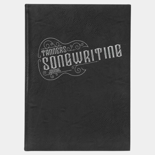 7" x 9 3/4" Black/Silver Laserable Leatherette Journal with Lined Notepad Thumbnail