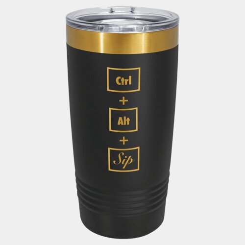 Black/Bright Gold 20 oz. Polar Camel ION-Plated Ringneck Tumbler with Slider Lid Thumbnail