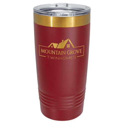 Maroon/Bright Gold 20 oz. Polar Camel ION-Plated Ringneck Tumbler w/Slider Lid Thumbnail