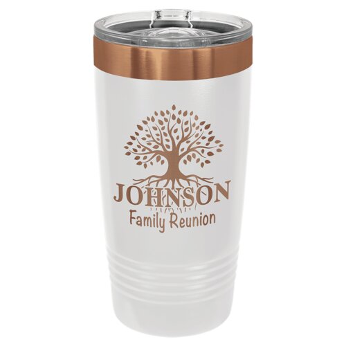 White/Rose Gold 20 oz. Polar Camel ION-Plated Ringneck Tumbler with Slider Lid Thumbnail