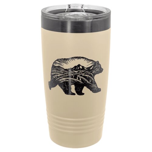 Warm Sand/Ghost Black 20 oz. Polar Camel ION-Plated Ringneck Tumbler with Slider Thumbnail
