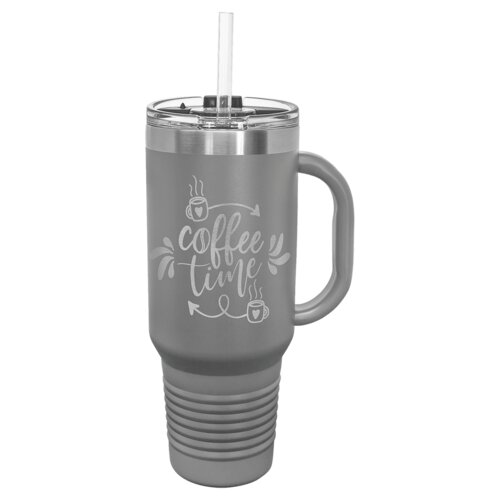 Dark Gray 40 oz. Polar Camel Travel Mug with Snap Lid and Straw Thumbnail