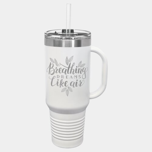 White 40 oz. Polar Camel Travel Mug with Snap Lid and Straw Thumbnail