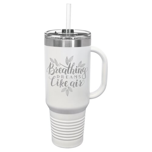 White 40 oz. Polar Camel Travel Mug with Snap Lid and Straw Thumbnail