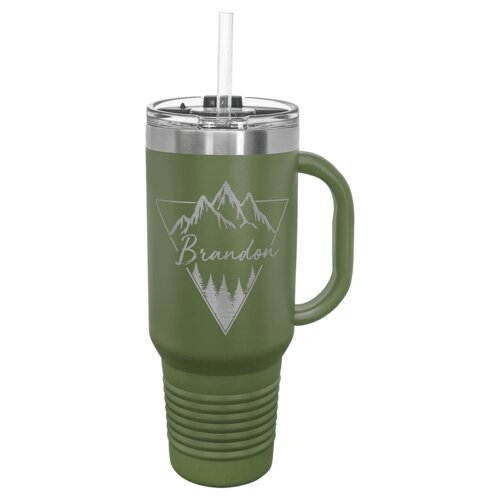 Olive Green 40 oz. Polar Camel Travel Mug with Snap Lid and Straw Thumbnail