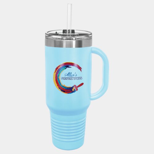 Light Blue 40 oz. Polar Camel Travel Mug with Snap Lid and Straw Thumbnail