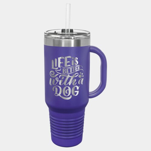 Purple 40 oz. Polar Camel Travel Mug with Snap Lid and Straw Thumbnail