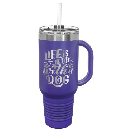 Purple 40 oz. Polar Camel Travel Mug with Snap Lid and Straw Thumbnail
