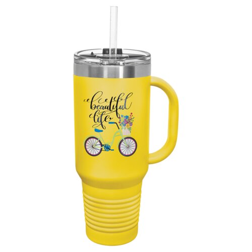 Yellow 40 oz. Polar Camel Travel Mug with Snap Lid and Straw Thumbnail