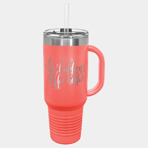 Coral 40 oz. Polar Camel Travel Mug with Snap Lid and Straw Thumbnail