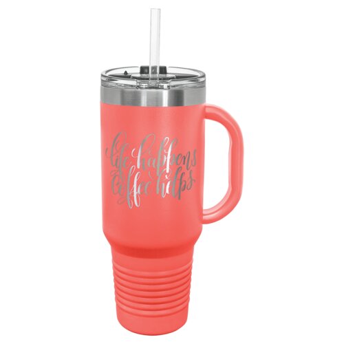 Coral 40 oz. Polar Camel Travel Mug with Snap Lid and Straw Thumbnail