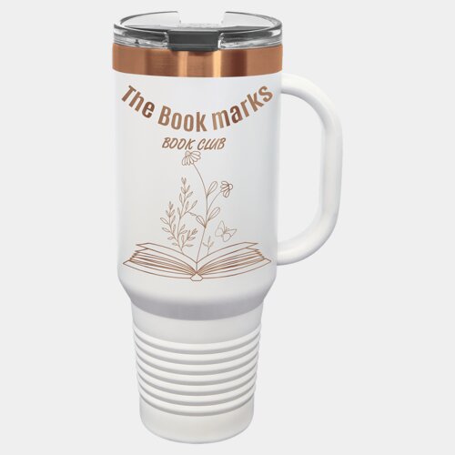 White/Rose Gold 40 oz. Polar Camel Travel Mug with Snap Lid and Straw Thumbnail