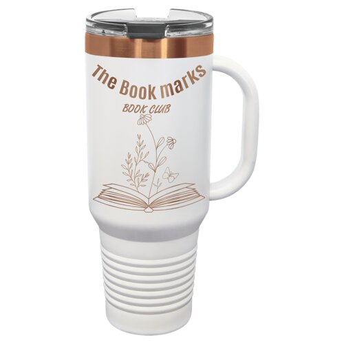 White/Rose Gold 40 oz. Polar Camel Travel Mug with Snap Lid and Straw Thumbnail