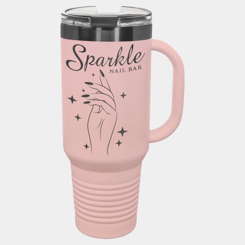 Blush/Ghost Black 40 oz. Polar Camel Travel Mug with Snap Lid and Straw Thumbnail