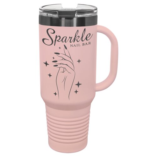 Blush/Ghost Black 40 oz. Polar Camel Travel Mug with Snap Lid and Straw Thumbnail