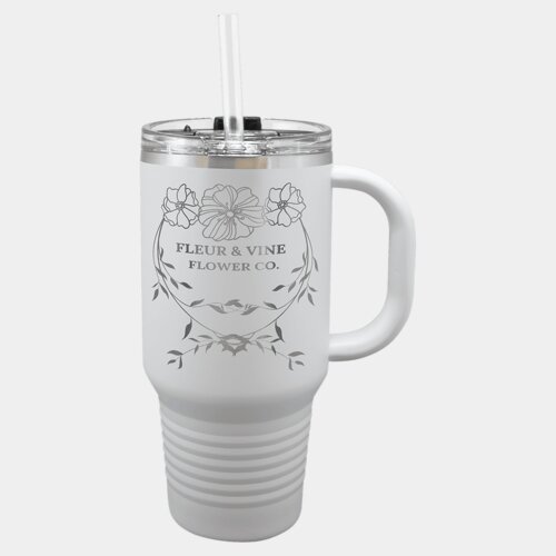 White 32 oz. Polar Camel Travel Mug with Snap Lid and Straw Thumbnail