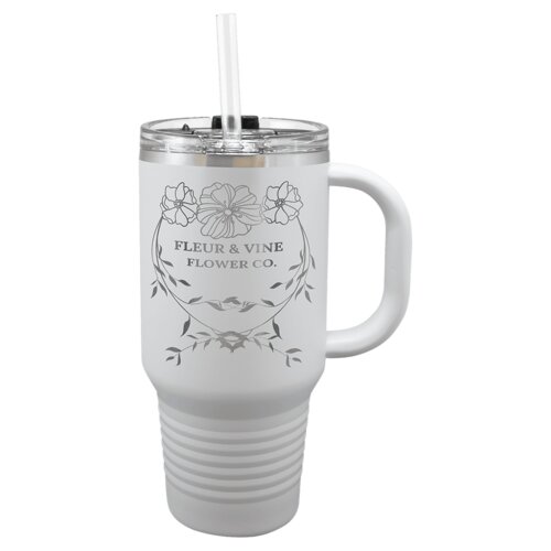 White 32 oz. Polar Camel Travel Mug with Snap Lid and Straw Thumbnail