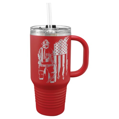 Red 32 oz. Polar Camel Travel Mug with Snap Lid and Straw Thumbnail