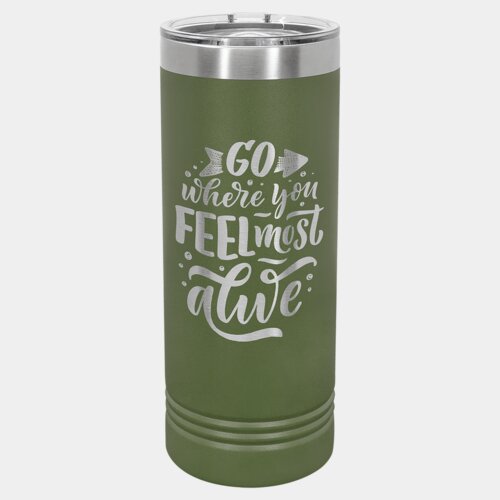Olive Green 22 oz. Polar Camel Skinny Tumbler with Slider Lid Thumbnail