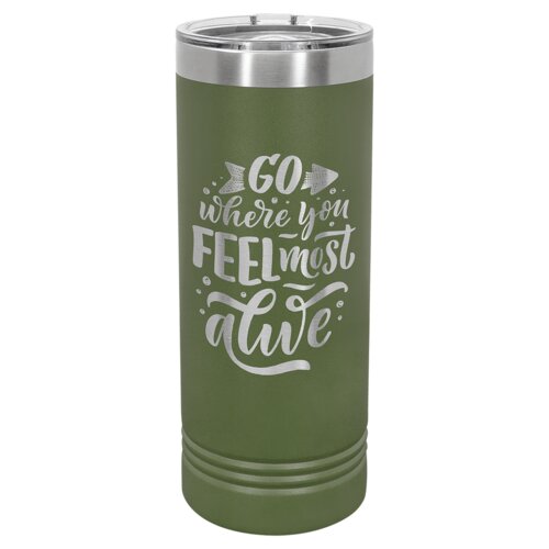Olive Green 22 oz. Polar Camel Skinny Tumbler with Slider Lid Thumbnail