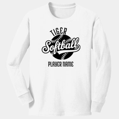 Custom Softball Name  - Youth Long Sleeve Core Cotton Tee Thumbnail