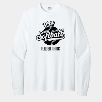 Custom Softball Name  - Long Sleeve Core Cotton Tee Thumbnail