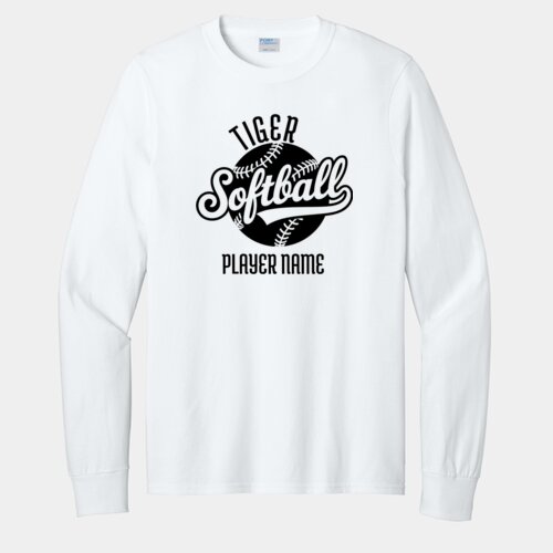 Custom Softball Name  - Long Sleeve Core Cotton Tee Thumbnail