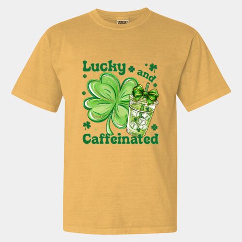Luck and Caffeinated - Garment-Dyed Heavyweight T-Shirt Thumbnail